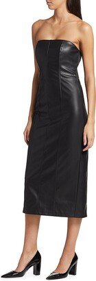 Sienna Strapless Faux Leather Midi-Dress