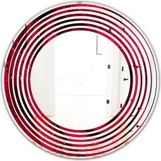 Designart 'Red Rose Petals with Rain Droplets' Printed Modern Round or Oval Wall Mirror - Wave