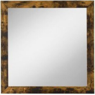 35 Inch Wood Rectangular Mirror, Portrait, Rustic Oak Brown