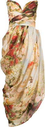 Luminosity floral-print draped dress