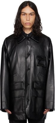 Black Hardware Faux-Leather Jacket