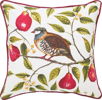 Partridge In A Pear Tree Printed & Embellished Throw Pillow