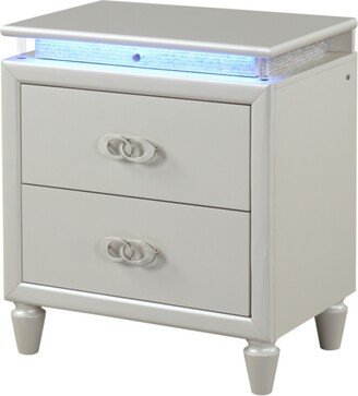 Simplie Fun Perla Led Nightstand Made with Wood in Milky White