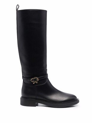 Ribbon Cavalier leather boots