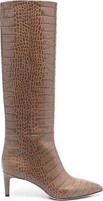 Taupe Brown Calf Leather Boots