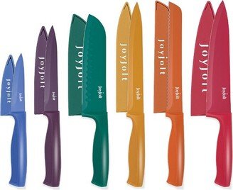 Multi Purpose 12 Piece Non-Stick Knife Set - 6 Knives & 6 Blade Guards Set - Multi Color