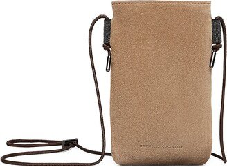 Suede Phone Bag With Monili