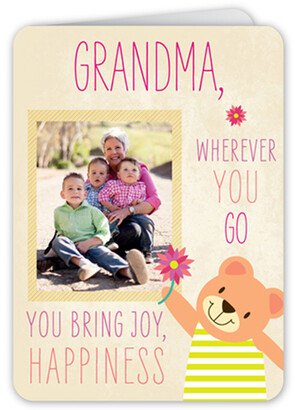 Mother's Day Cards: What Grandma Brings Mother's Day Card, Beige, Matte, Folded Smooth Cardstock, Rounded