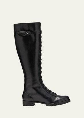 Evelyn Knee-High Leather Combat Boots