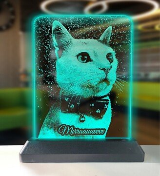 Cat Led Night Light, 3D Illusion Table Lamp For Animal Lovers. Acrylic Light Home Decor Gifts For Her