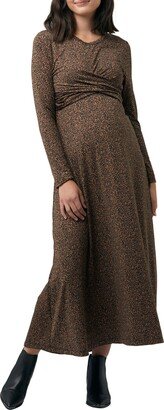 Shae Animal Print Cross Front Long Sleeve Maternity Dress