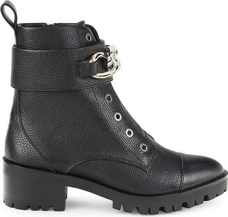 Pepper Rhinestone Curb Link Combat Boots