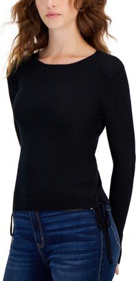 Juniors' Ribbed-Knit Scoop-Neck Sweater