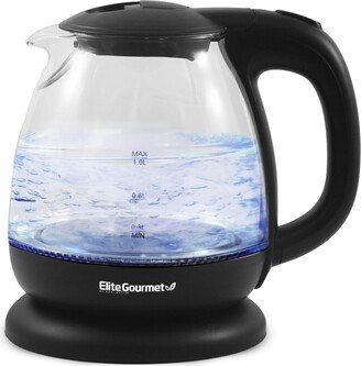 Elite Gourmet 33.8 Ounce Glass Hot Water Kettle, 1000 Watts