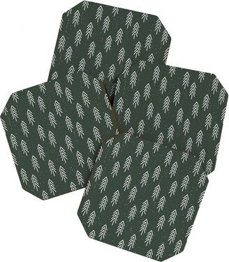 CoastL Studio Pine Trees Olive Set of 4 Coasters