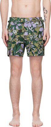 Green Floral Swim Shorts