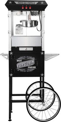 Great Northern Popcorn 8 oz. Kettle Antique-Style Popcorn Popper Machine With Cart - Black