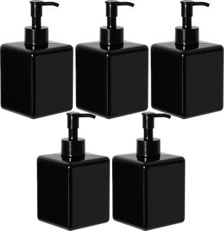 Youngever 5 Pack Black Plastic Square Pump Bottles 12 Ounce, Refillable For Dispensing Lotions, Shampoos Ye391.002
