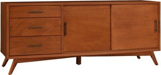 Ian 64 Inch TV Media Entertainment Console, 3 Drawers, 2 Cabinets, Brown