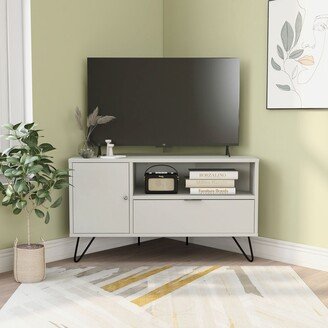 Talley Mid-Century Modern 41-inch 1-Open Shelf Corner TV Console