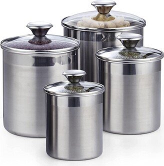 Stainless Steel 4-Piece Food Jar Storage Canister Set air tight glass lid