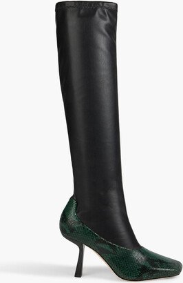 Myka 85 smooth and snake-effect leather knee boots