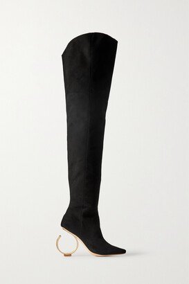 Bella Suede Knee Boots - Black