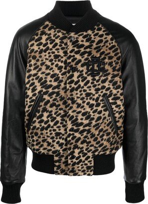 Leopard-Print Bomber Jacket-AA