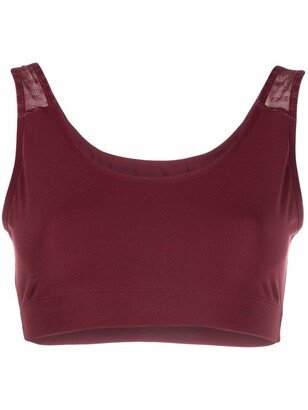 Breath sheer-panelled sports bra