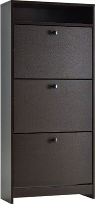 HOMCOM Trendy Shoe Storage Cabinet with 3 Large Fold-Out Drawers & a Spacious Top Surface for Small Items, Espresso