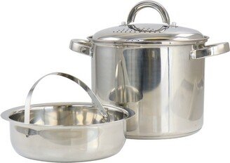 Sangerfield 5 Quart Stainless Steel Pasta Pot with Strainer Lid and Steamer Basket