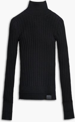 The Lightweight Ribbed Turtleneck - Black