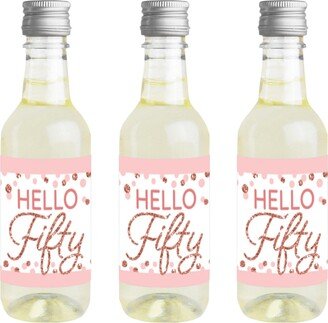 Big Dot Of Happiness 50th Pink Rose Gold Birthday Mini Wine Bottle Labels Party Favor 16 Ct