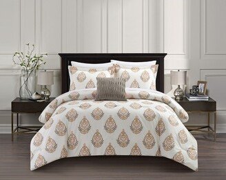 Chic Home Design Chic Home Clarissa 8 Piece Comforter Set Floral Medallion Print Design Bed In A Bag Bedding King Cream