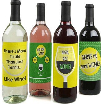 Big Dot Of Happiness You Got Served - Tennis - Party Decor - Wine Bottle Label Stickers - 4 Ct