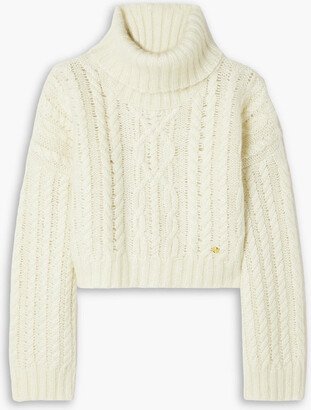 Cropped cable-knit turtleneck sweater