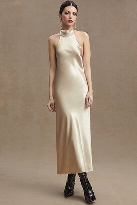 Sachin & Babi,BHLDN Sachin & Babi Sadie Halter Tie-Neck Hammered Satin Gown