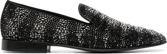 Crystal-Embellished Leather Loafers