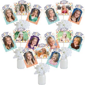 Big Dot of Happiness Groovy Grad - Hippie Graduation Party Picture Centerpiece Sticks - Photo Table Toppers - 15 Pieces