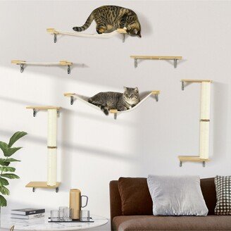 Unique Cat Tree Made From Cat Shelves with 8 Levels for More Height, Wall-Mounted Cat Tree Climbing Playground with Cat Hammocks, Modern Cat Tr