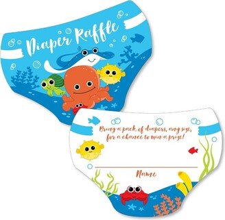 Big Dot of Happiness Under The Sea Critters - Diaper Shaped Raffle Ticket Inserts - Baby Shower Activities - Diaper Raffle Game - Set of 24