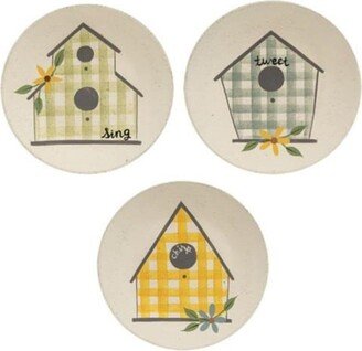 Plaid Birdhouse Plate 3 Asstd. - H - 6.25 in. W - 0.50 in. L - 6.25 in.