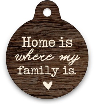 Pet Tags: Rustic Faux Wood Home Is Circle Pet Tag, Brown