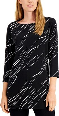 Women's Boat-Neck 3/4-Sleeve Printed Tunic, Created for Macy's
