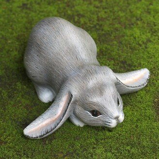 Handmade Grey Lop-Eared Bunny Wood Sculpture