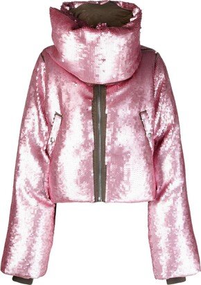 Sequin-Embellished Wool Puffer Jacket