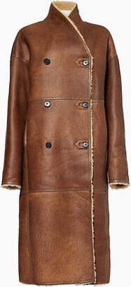 Womens Jungle / Nude Serena Shearling-lined Leather Coat