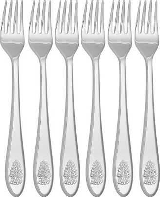 Christmas Tree Cocktail Forks, Set of 6 - 18/10 Stainless Steel, 6.8
