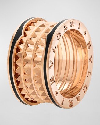 B.Zero1 Pink Gold Black Ceramic Edge Ring, EU 53 / US 6.25