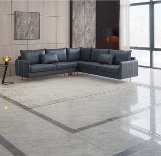 GEROJO L-shaped Corner Sectional Sofa Modern Comfortable Technical Leather Upholstered Sofa